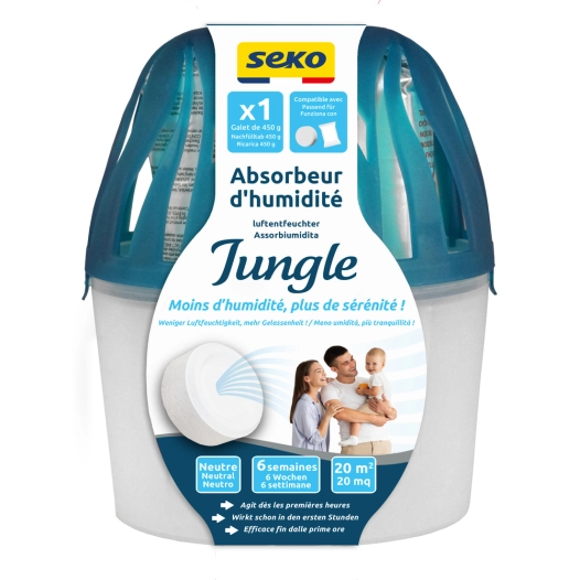 absorbeur d'humidité jungle + 1 galet de 450 g parfum neutre absorbeur d'humidité jungle + 1 galet de 450 g parfum neutre - seko