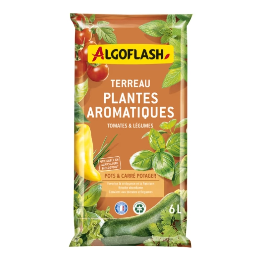 terreau plantes aromatiques - tomates et légumes uab 6l terreau plantes aromatiques - tomates et légumes uab 6l - algoflash