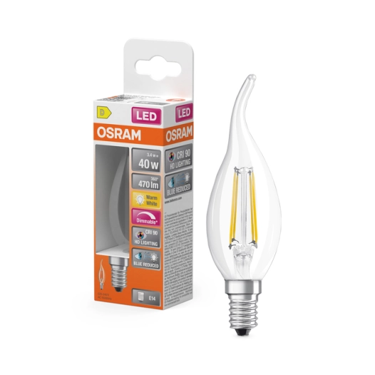 ampoule led transparente flamme bougie blue reduced e14 3.4w 470 lm blanc chaud ampoule led transparente flamme bougie blue redu