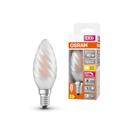 ampoule opaque led flamme torsadée e14 3.4w 470 lm blanc chaud ampoule opaque led flamme torsadée e14 3.4w 470 lm blanc chaud - 