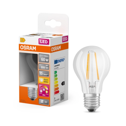 ampoule led transparente classic e27 7w 806 lm blanc chaud ampoule led transparente classic e27 7w 806 lm blanc chaud - osram
