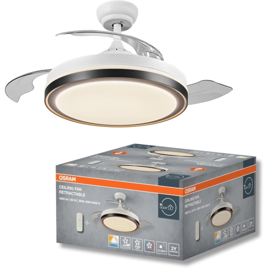 ventilateur plafonnier rétractable à eclairage led 1070 66w blanc ventilateur plafonnier rétractable à eclairage led 1070 66w bl
