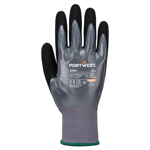 grip 15 nitrile touch scr glv - taille s - gris/noir - portwest