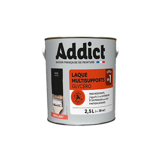 Peinture Laque glycéro brillant 2.5 litres noir - ADDICT
