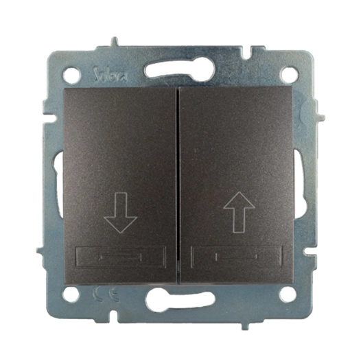 bouton-poussoir double pour volet roulant encastré, sans cadre, 10 à 250 v~, graphite