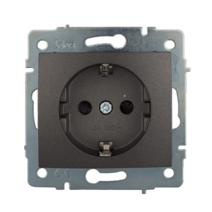 prise fixe 2p+t à encastrer sans cadre 16a 250v~ graphite