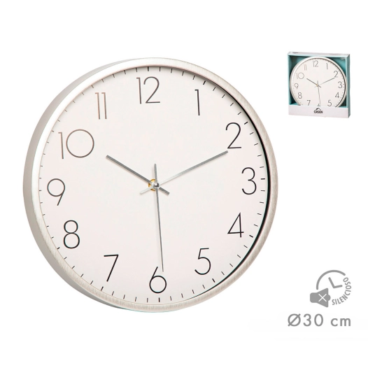horloge murale gris/blanc, ø30 cm