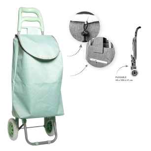 chariot de courses pliable vert, 2 roues