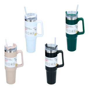 tasse thermo avec paille réutilisable, 900 ml, couleurs assorties
