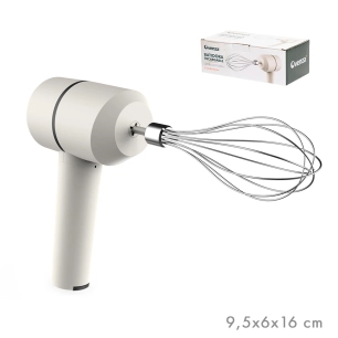 batteur à main, rechargeable, blanc, 9,5 x 5,8 x 16,2 cm