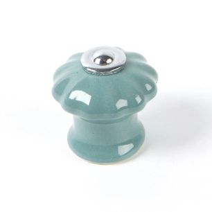 bouton de meuble, modèle e524, en porcelaine et acier finition bleue grisâtre, ø28 mm
