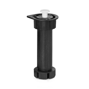 pied réglable pour meuble de cuisine, modèle 409, en abs avec embout et finition noire, ø49 x 138/158 mm, blister de 4 unités