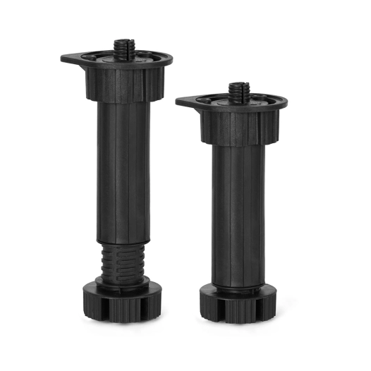 pied réglable pour meuble de cuisine, modèle 408, en abs noir, ø49 x 138/158 mm, blister 4 unités