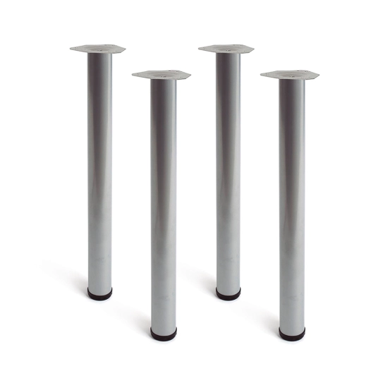 pied cylindrique de table, modèle 4406, en acier couleur aluminium, ø60 x 710 mm, 4 unités