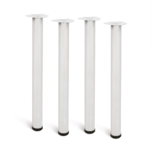 pied cylindrique de table, modèle 4406, en acier couleur blanc, ø60 x 710 mm, 4 unités