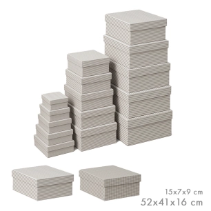 boîtes de rangement gigognes, design vichy/rayures, tailles variées, set 15 pièces