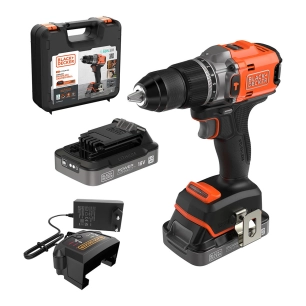 kit perceuse à percussion brushless 18 v, ø13 mm, avec 2 batteries 2 ah et chargeur
