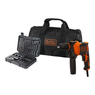 kit perceuse à percussion 710 w, ø13 mm, + 32 accessoires en coffret + sac de transport, avec câble