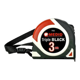 mètre ruban triple black bi-matière 3 m x 16 mm