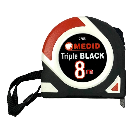 mètre ruban triple black bi-matière 8 m x 25 mm