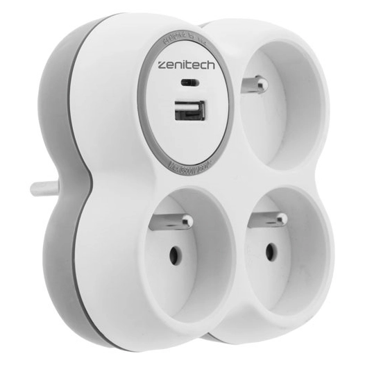 triplite 16 a avec chargeur usb a et c gris blanc - hbf