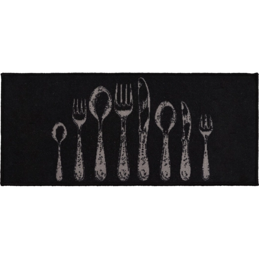tapis imprime noir luance 50x120cm - luance