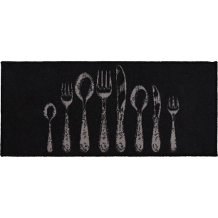 tapis imprime noir luance 50x120cm - luance