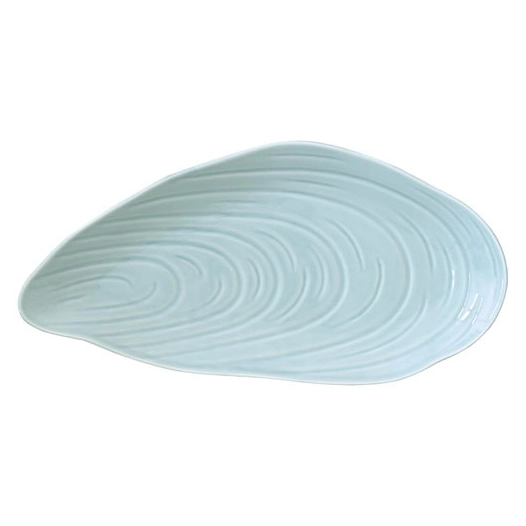 assiette de service en porc.32,5x16 cm coquillages azur - pozzi milano spa