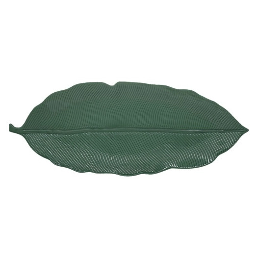 coffret plat de service feuille en porc. 47x19 tropical leaves green - pozzi milano spa