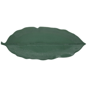 coffret plat de service feuille en porc. 47x19 tropical leaves green - pozzi milano spa