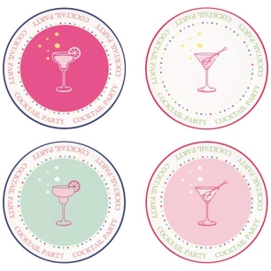 set 4 vide-poches en porcelaine en boite twist & match aquamarine-pink - pozzi milano spa
