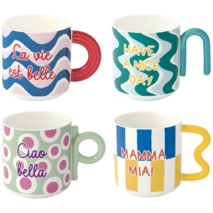 lot de 4 mugs en porcelaine 350 ml en boite energy - pozzi milano spa
