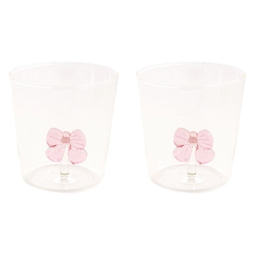 lot de 2 verres borosilicate 350 ml en boãžte twist & match aquamarine-pink - pozzi milano spa