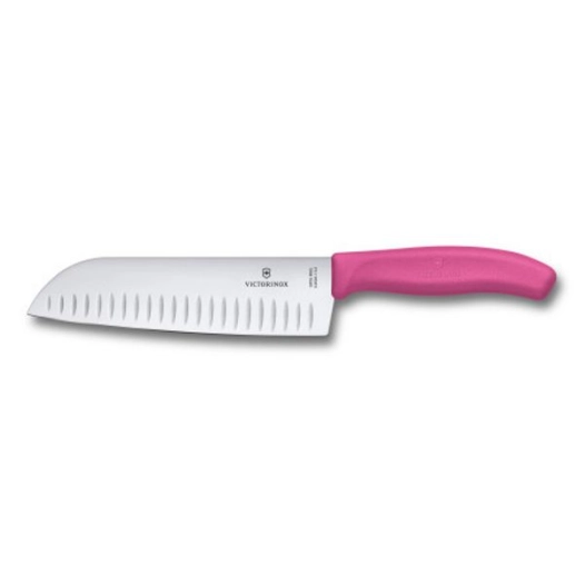 couteau santoku lame alveolee 17 cm rose - beligne et fils sas