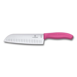couteau santoku lame alveolee 17 cm rose - beligne et fils sas