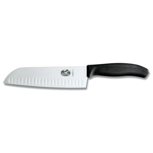 couteau santoku lame alveolee 17 cm noir - beligne et fils sas