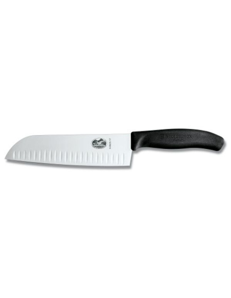 couteau santoku lame alveolee 17 cm noir - beligne et fils sas