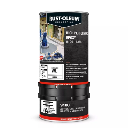 kit peinture rust-oleum epoxy 9100 bi-composants base wh blanc fort 9109 1l - rust-oleum