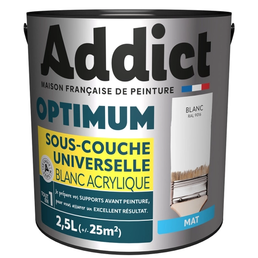 peinture reca optimum impression acrylique universel blanc 2,5l - addict