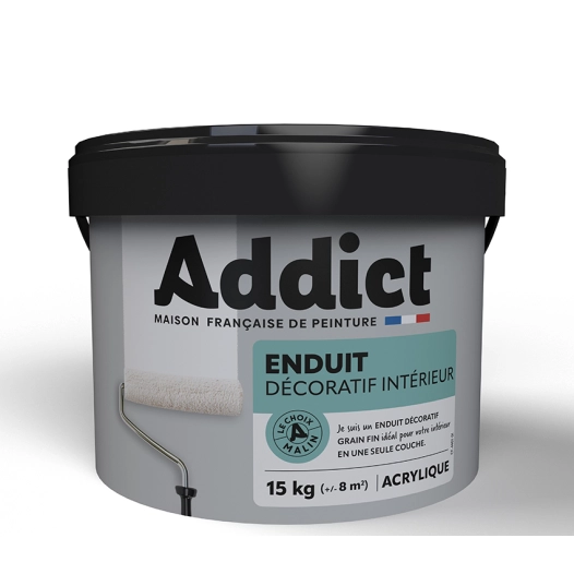 enduit addict décoration intérieure grain fin blanc 15kg - addict