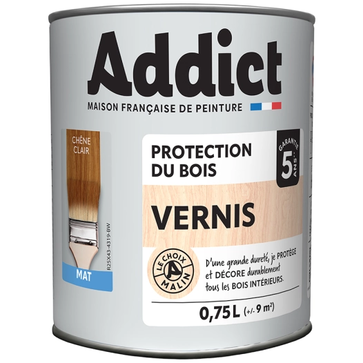 vernis addict bois mat chêne clair 750ml - addict