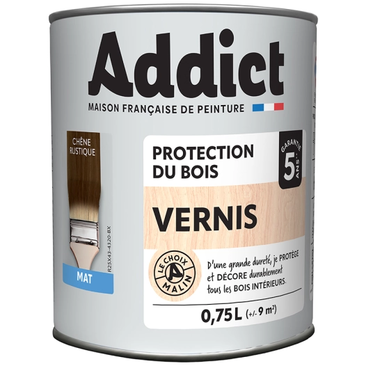 vernis addict bois mat chêne rustique 750ml - addict