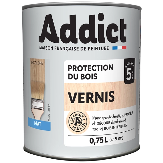 vernis addict bois mat incolore 750ml - addict