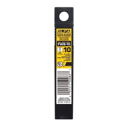 lop lames noires fwb cutter 12mm conditionnement étui 10 lames - outil parfait