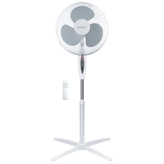 ventilateur sur pied garsaco nametil 45w blanc ø43cm avec commande et minuterie - garsaco