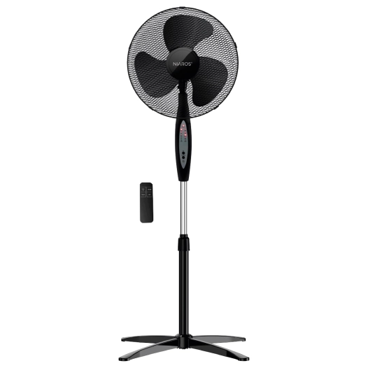 ventilateur sur pied garsaco nametil 45w noir ø43cm avec commande et minuterie - garsaco
