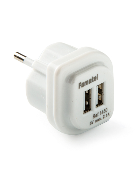 adaptateur 2 ports usb-a 2,1 v vers 5 v blanc, blister