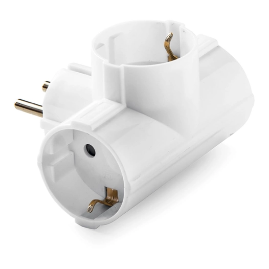 adaptateur triple schuko 2p+t, 16a 250 v, blanc