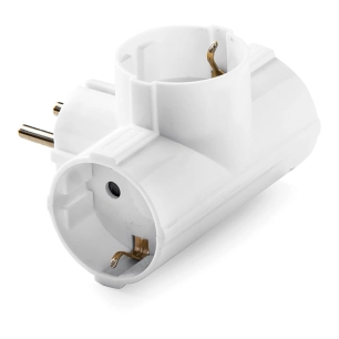 adaptateur triple schuko 2p+t, 16a 250 v, blanc