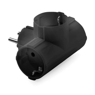 adaptateur triple schuko 2p+t, 16a 250 v, noir